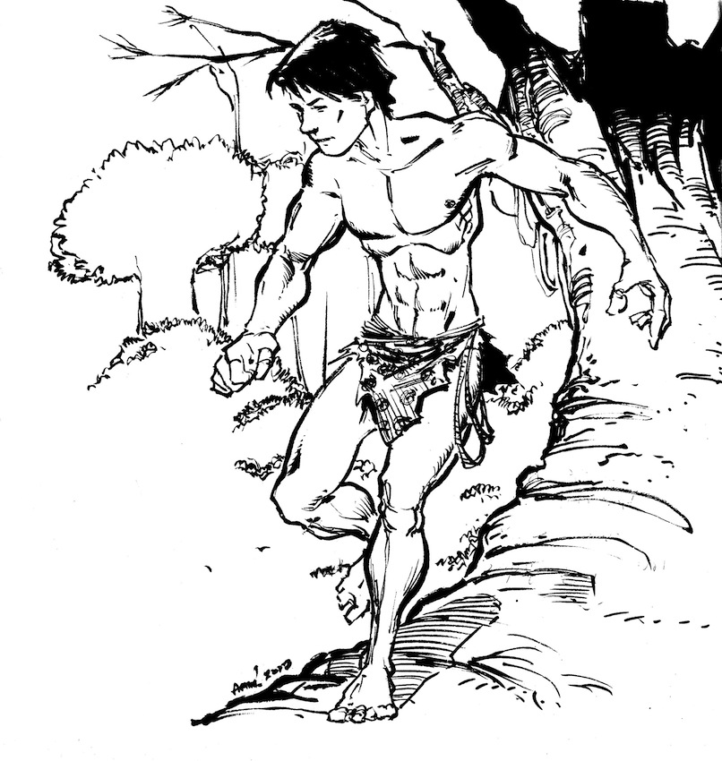 Tarzan Sketch. Thinking on coloring it. What do you think?